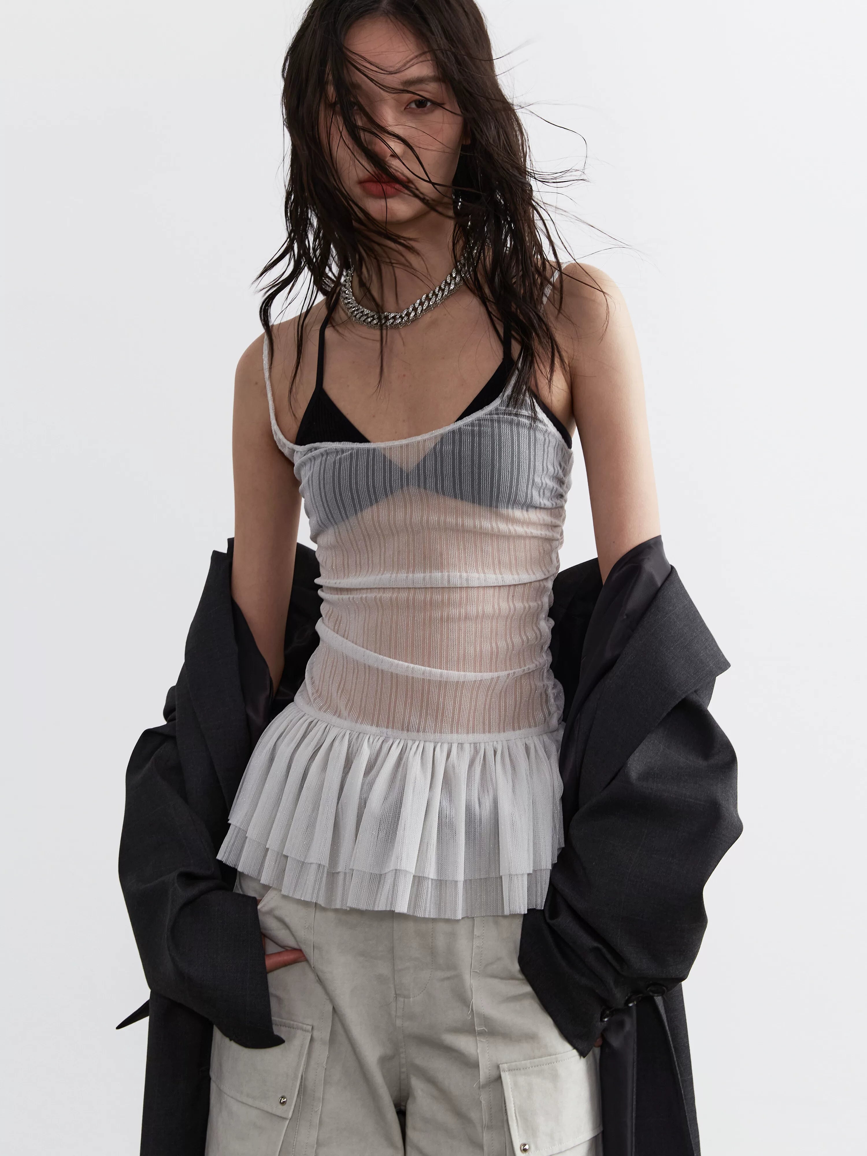 JNYLON Ruffled Versatile Short Stretch Strap