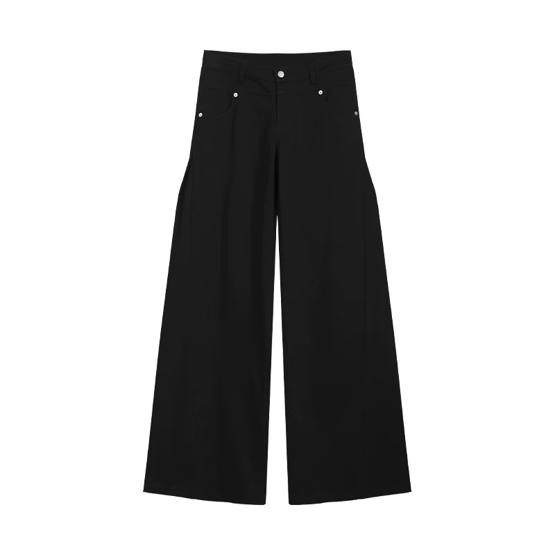 COSTUSTOOT Retro Low-Rise Wide-Leg Cotton Twill Pants
