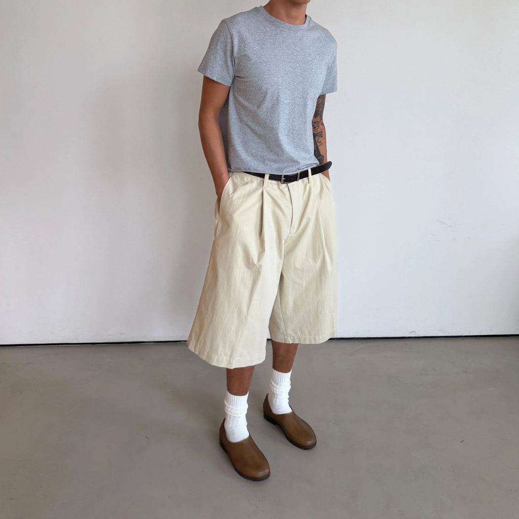 Anniehall Cropped Heavyweight Wide-Leg Capri Shorts