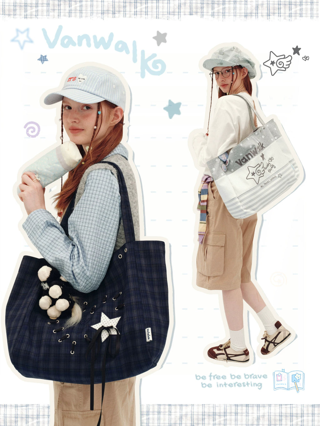 VANWALK Canvas Tote Bag - Open-Top Structured Shoulder Bag
