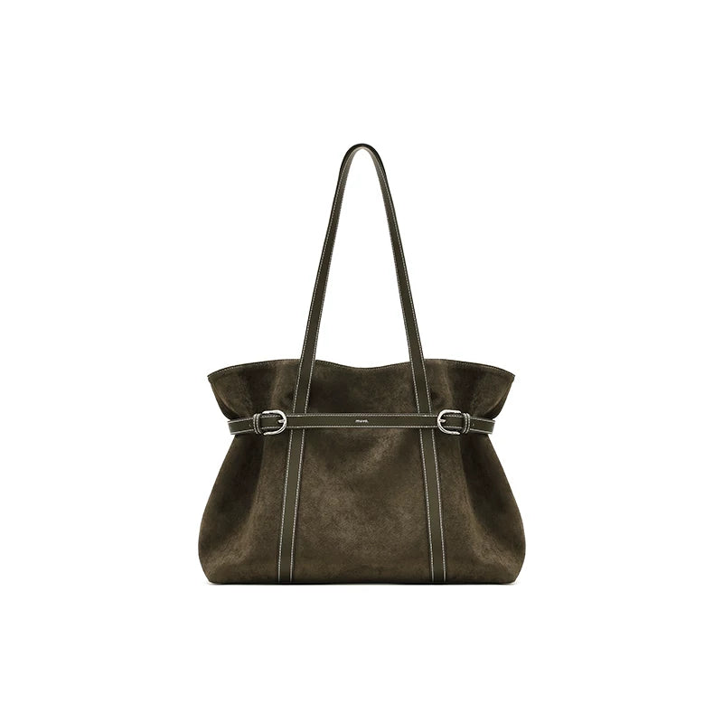 muva. Olive Green Faux Leather Magnetic Snap Shoulder Bag
