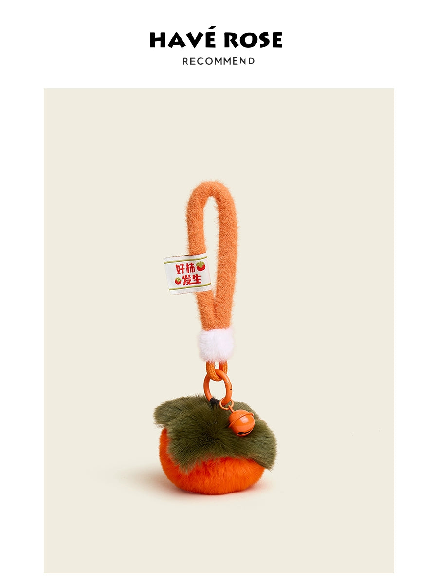 HAVEROSE Rex Rabbit Hair Persimmon Pendant