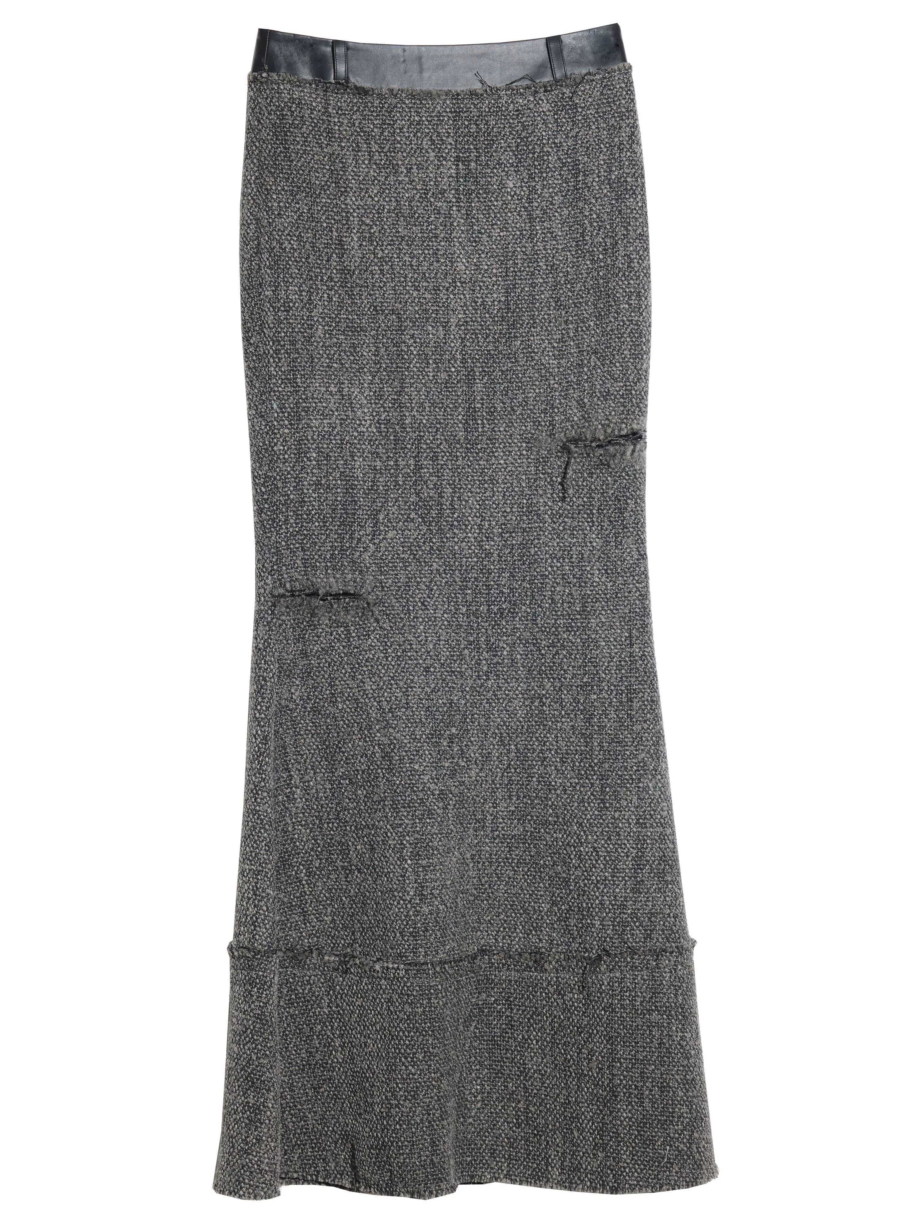 JNYLON Retro Rough Edge Super Long Skirt