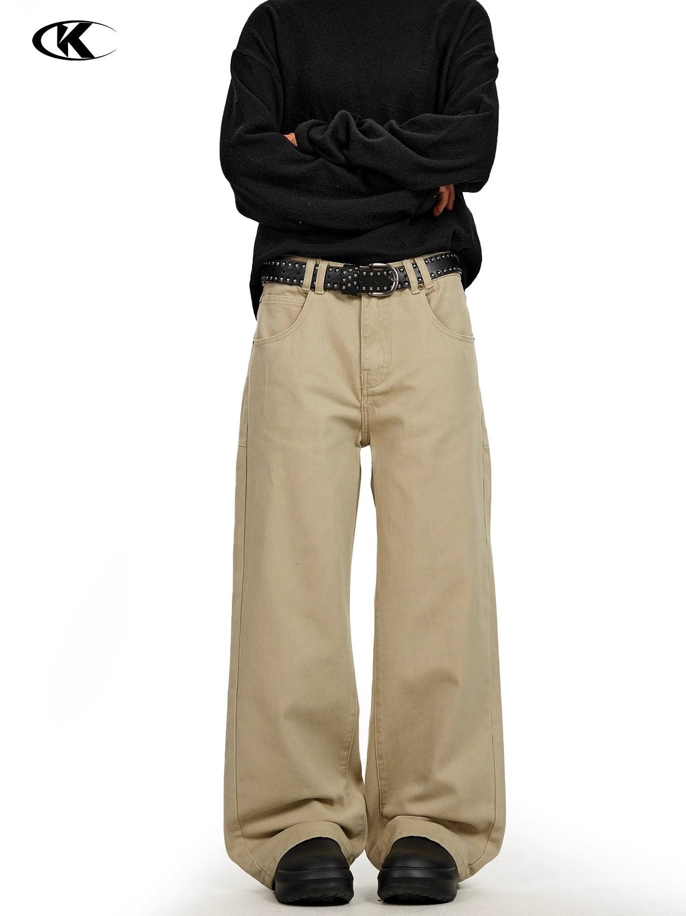 11KN Multi-Pocket High-Waist Straight-Leg Work Pants
