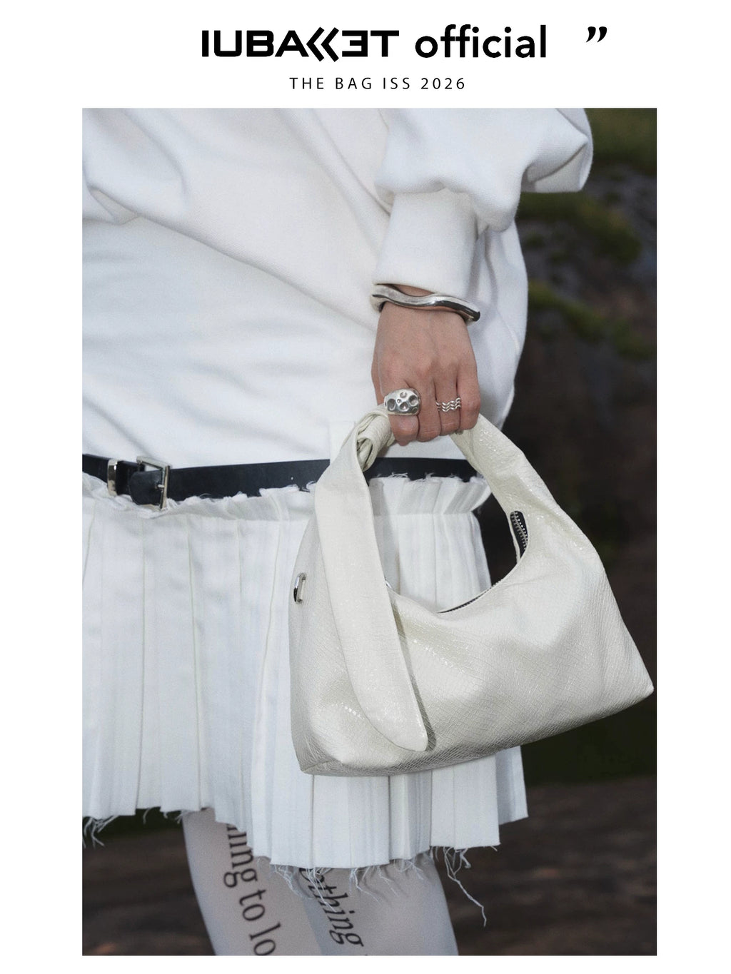 IUBALLET Sheepskin Studded Dumpling Underarm Bag - Zip Top
