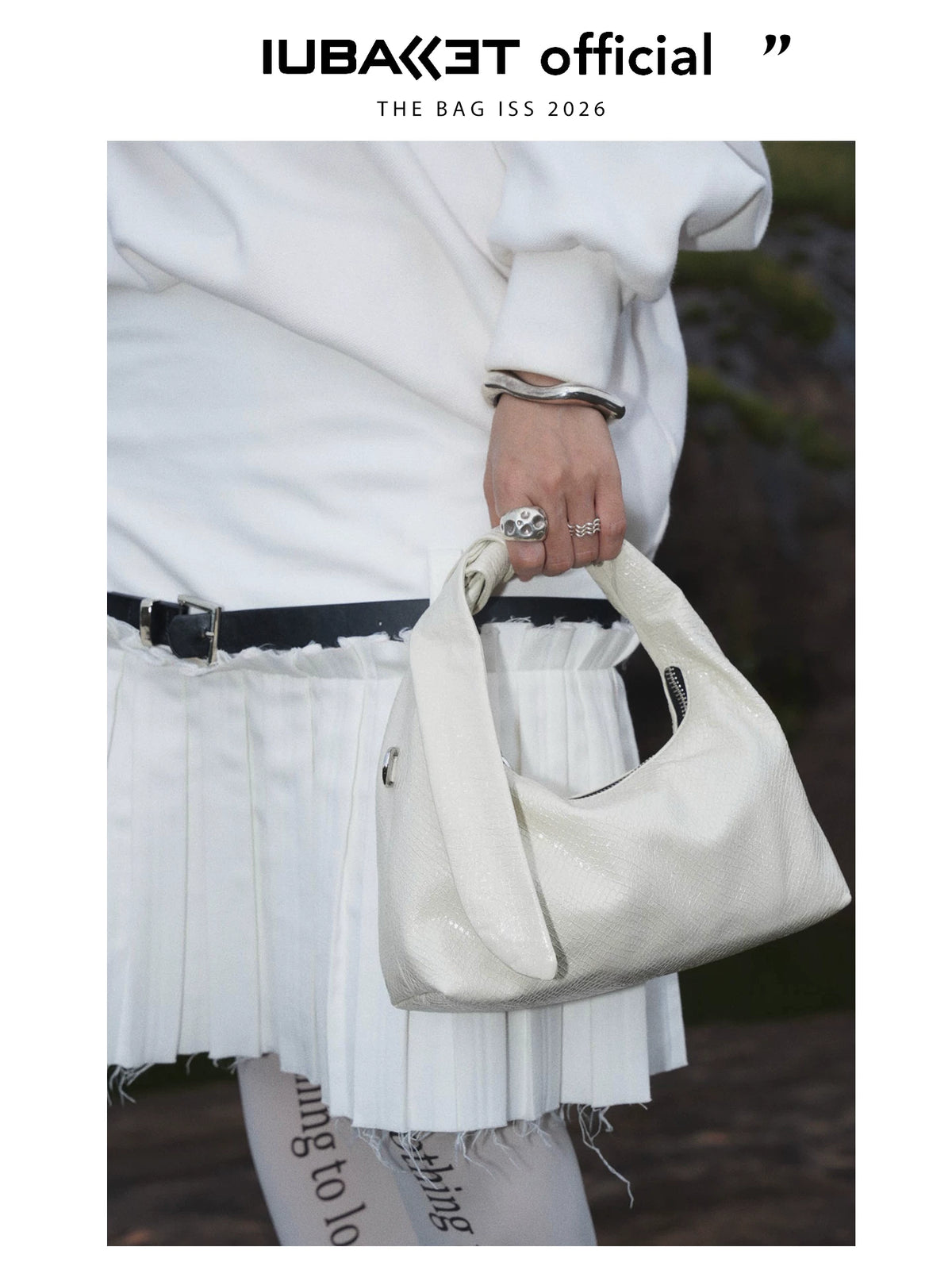 IUBALLET Sheepskin Studded Dumpling Underarm Bag - Zip Top
