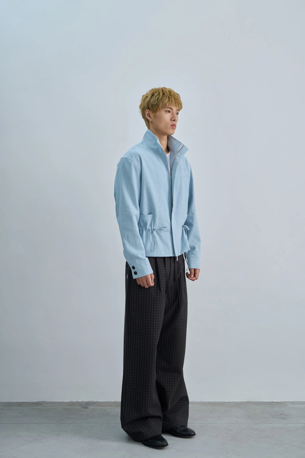 4JUNKS Checked-embroidered Straight Slacks