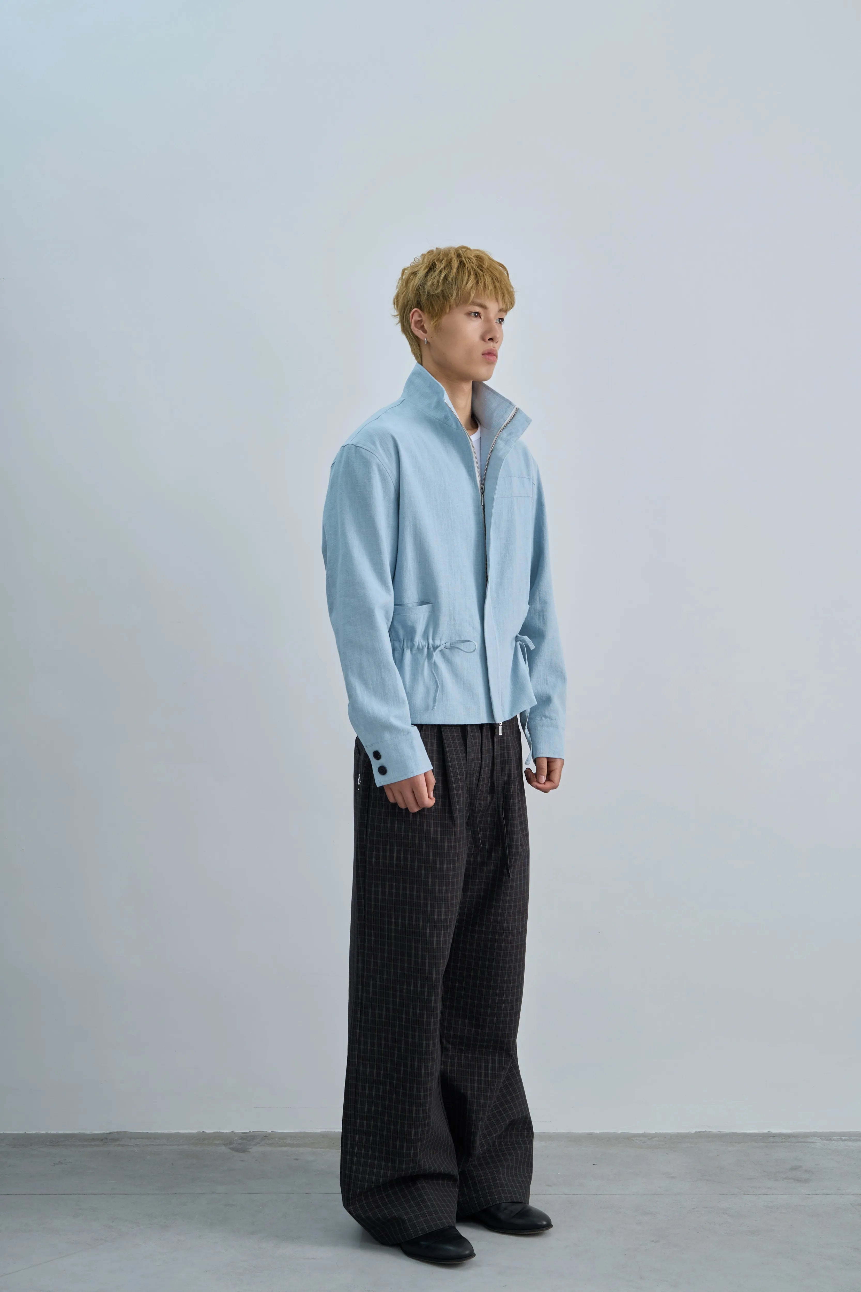 4JUNKS Checked-embroidered Straight Slacks