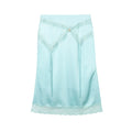 Yawhat Mint Green Satin Lace Fishtail Midi Skirt