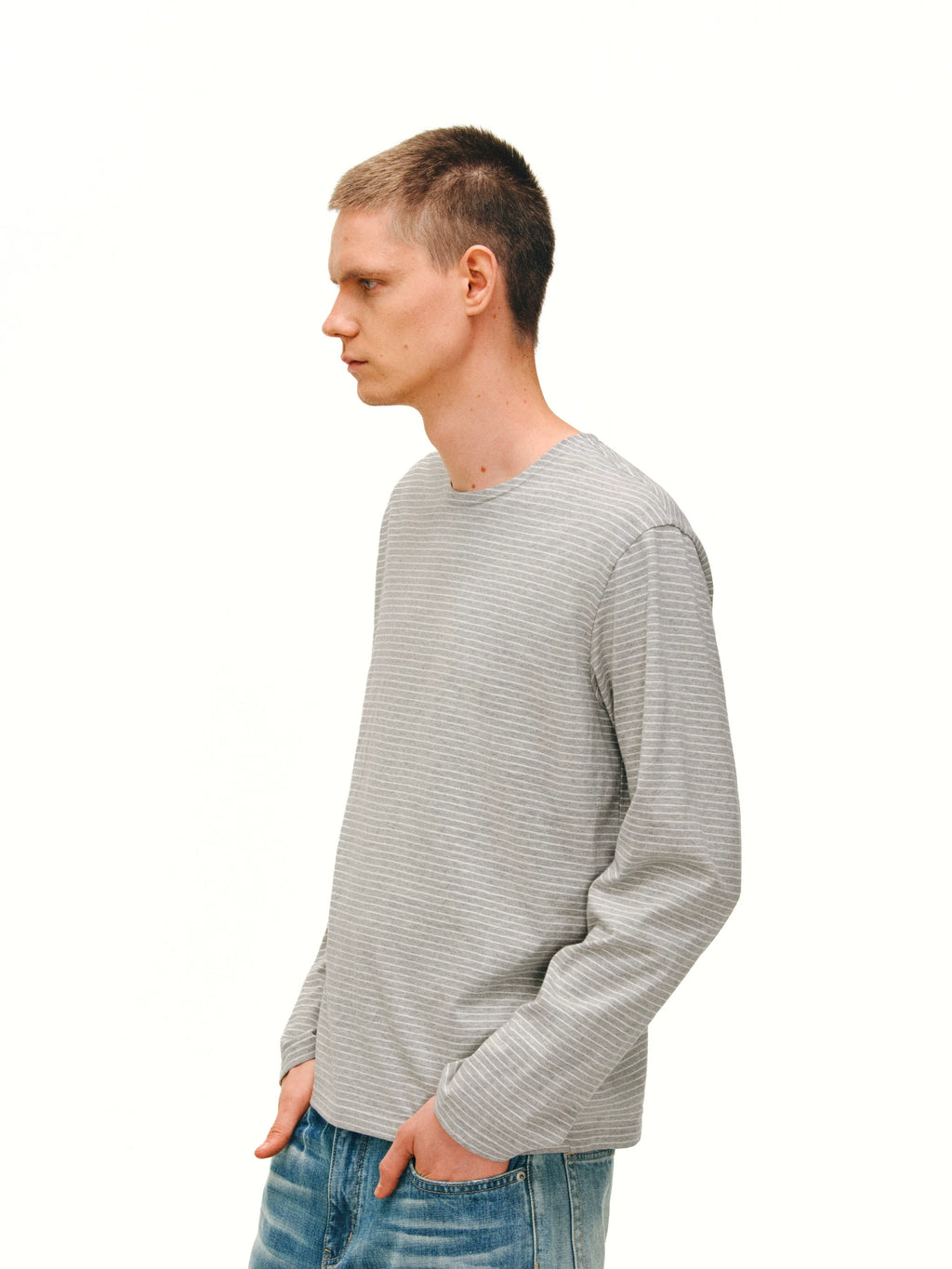 NONRADICAL Woven Stripe Long-Sleeve Breathable Tee