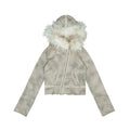 ARIADNAw Fur Collar Loose Mouth Distressed Y2k Cropped Coat