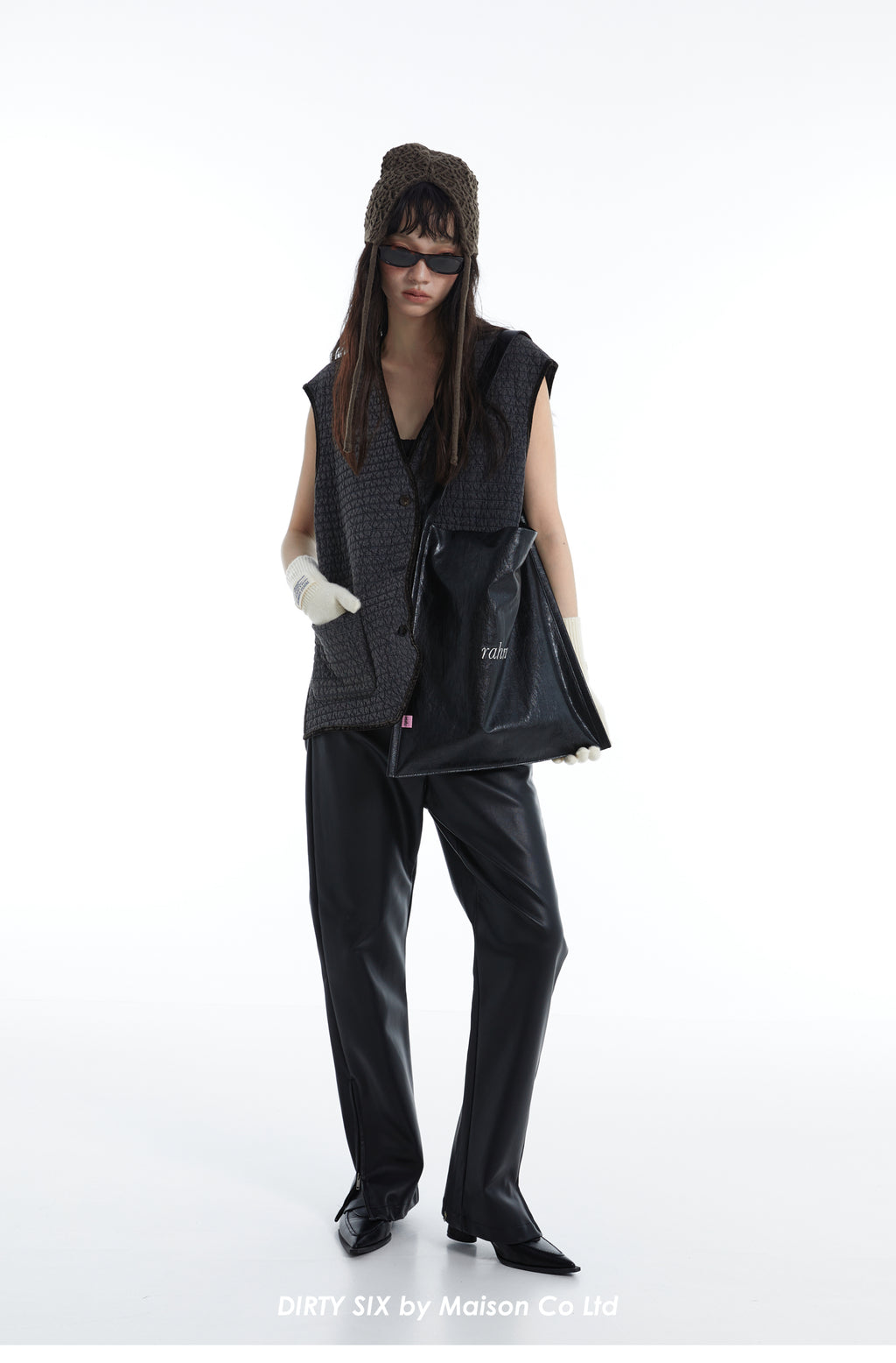 DirtySix "rahrah!" bag 5 colors contrasting embroidery thread soft leather tote bag