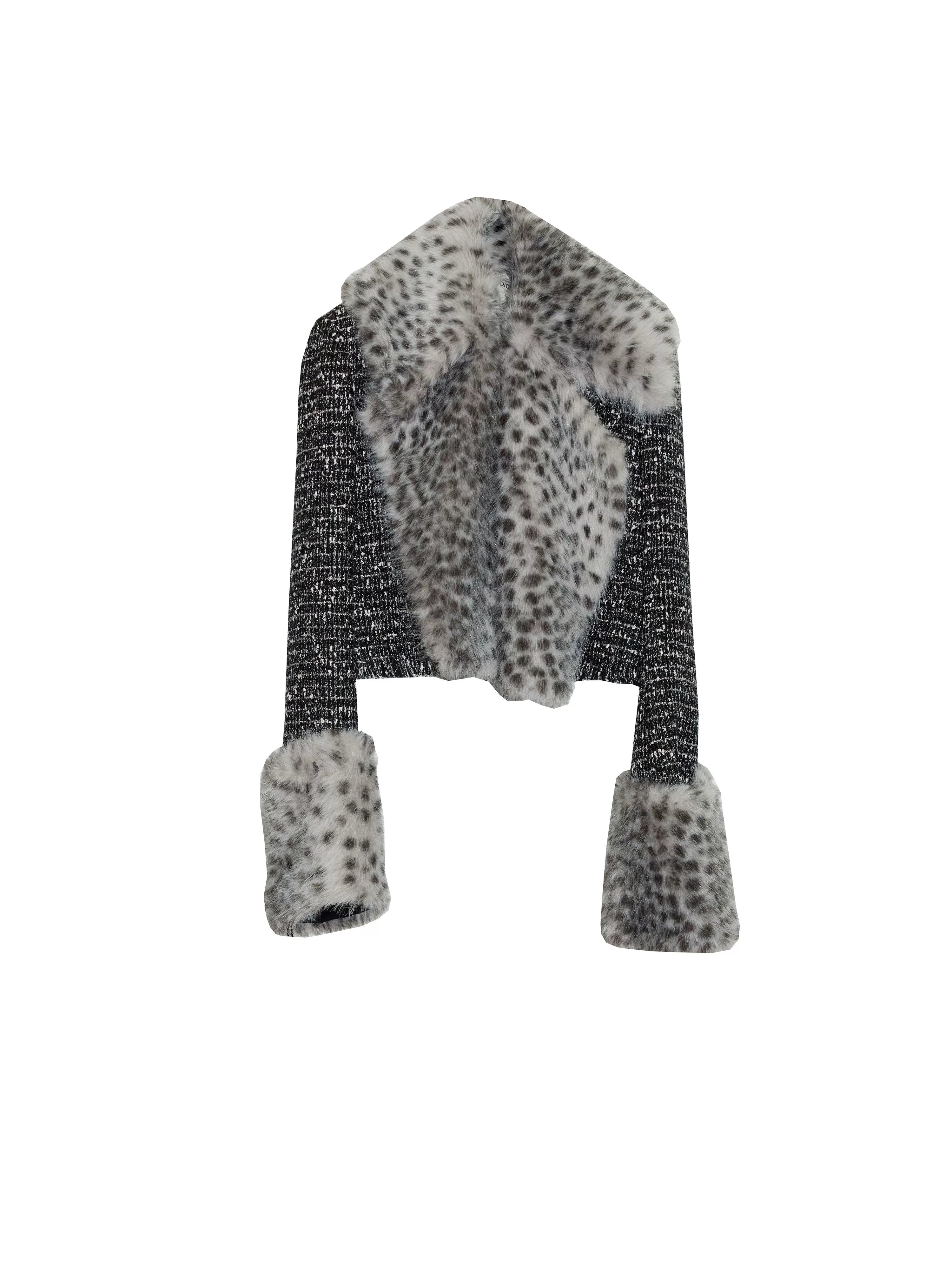 JNYLON Leopard Print Imitation Fur Short Jacket