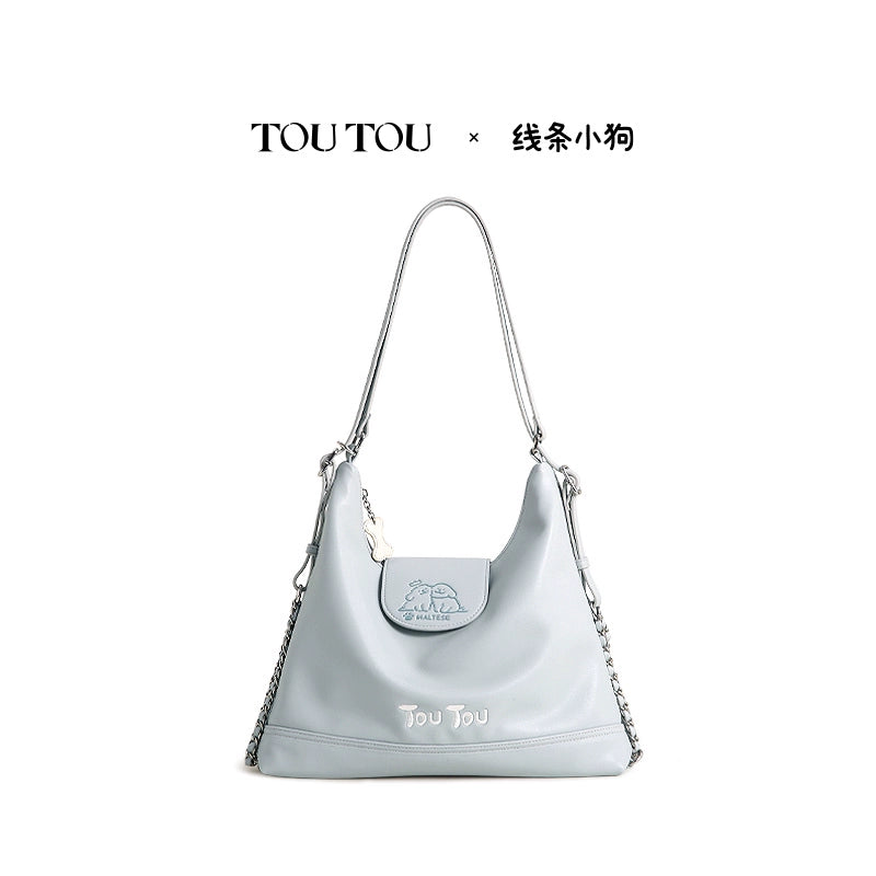 TOUTOU Faux Leather Zip-Top Tote Bag
