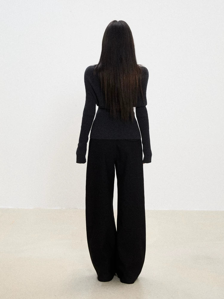WITHMIN Slim and Thin Bottom Knitted Long Sleeves