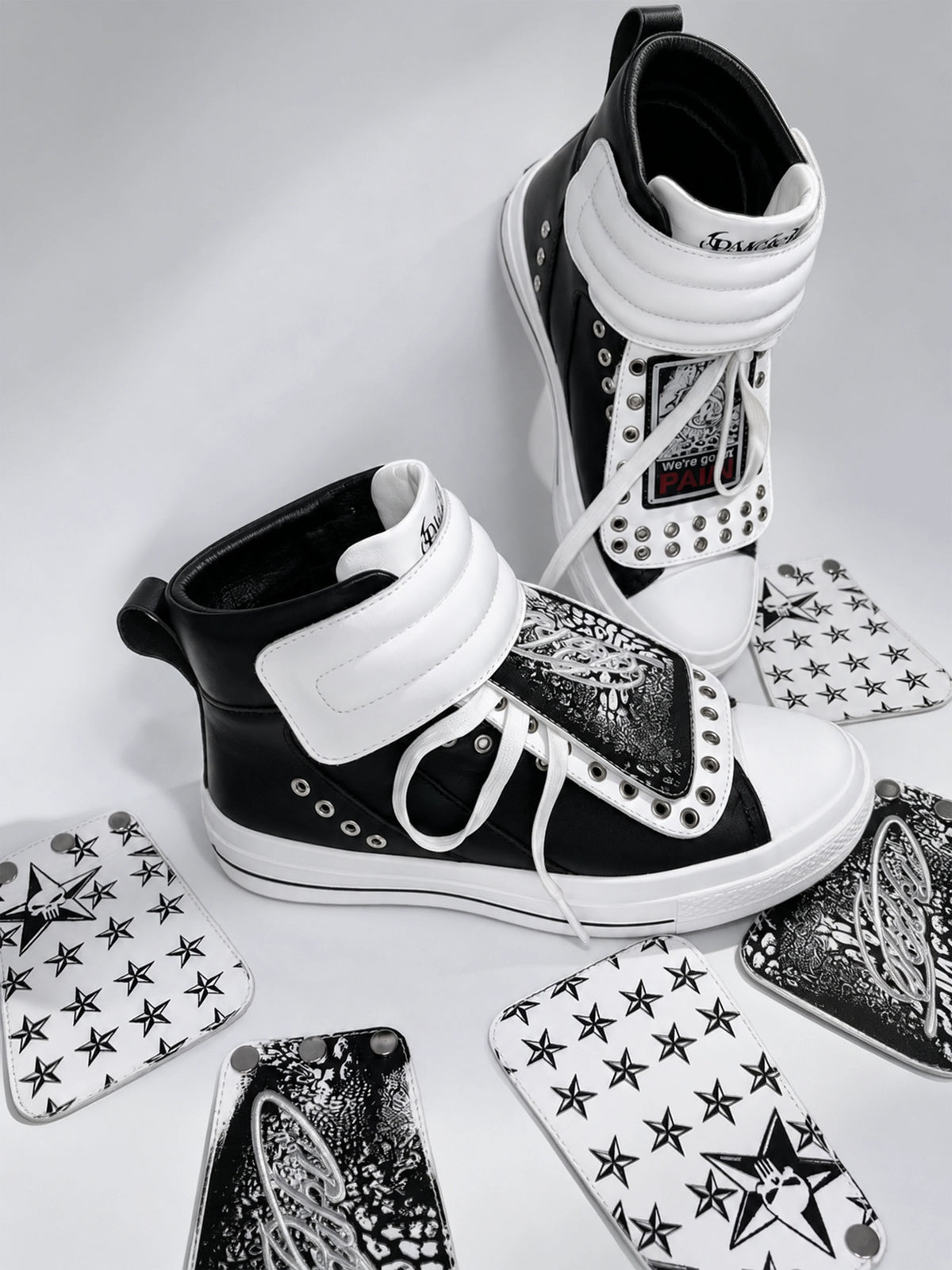 PAIKI Leather High-Top Lace-Up Platform Sneaker