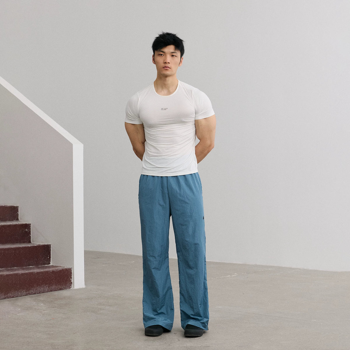 AFTERGLOW Checkered Contrast Logo 165g Breathable Slim Fit Tee