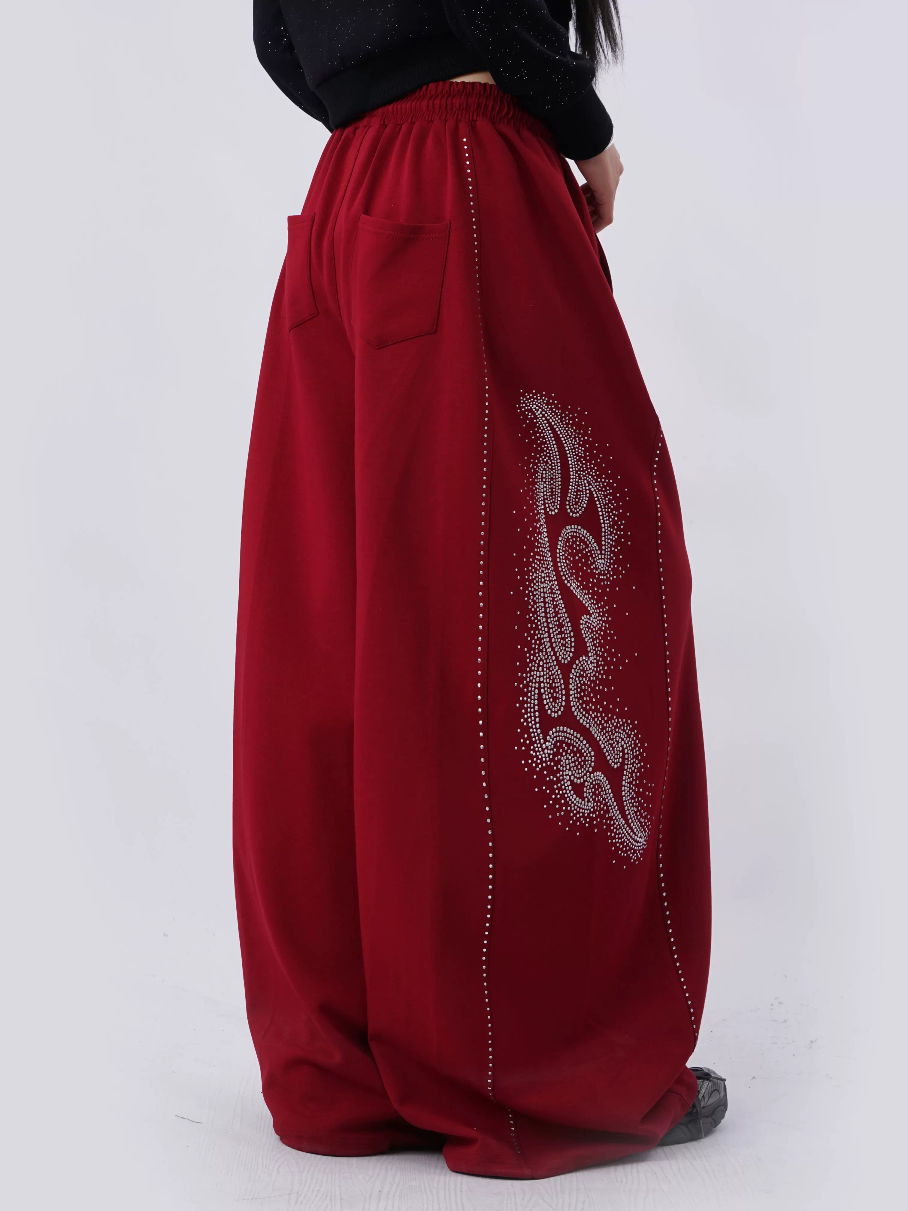 SAMUSAN Hot Diamond Casual Loose Sweatpants Wide Leg Pants