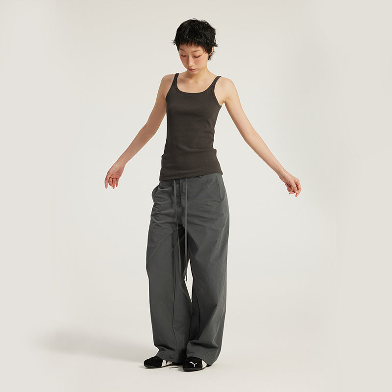 Inflation High Elastic Threaded Square Neck Suspender Bottom Shirt