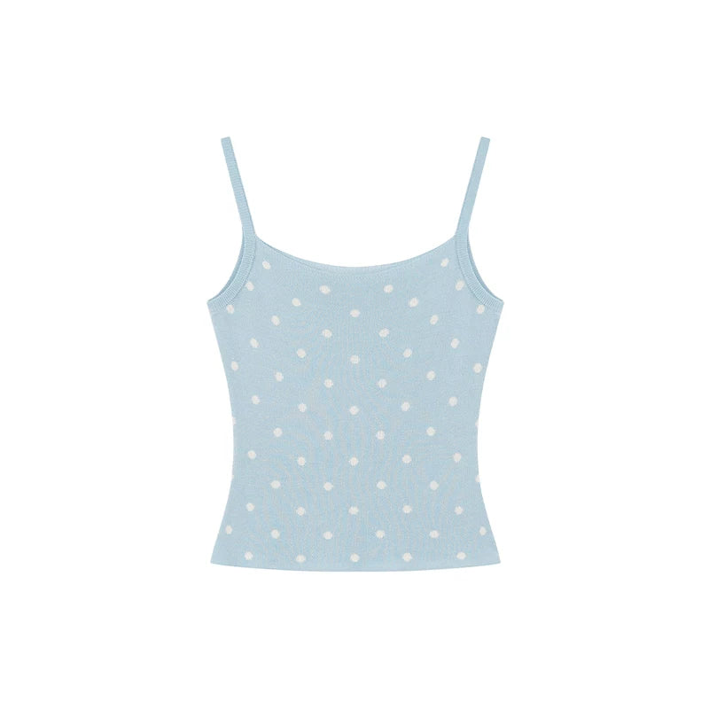 KANO Polka Dot Cropped Cardigan & Camisole Set