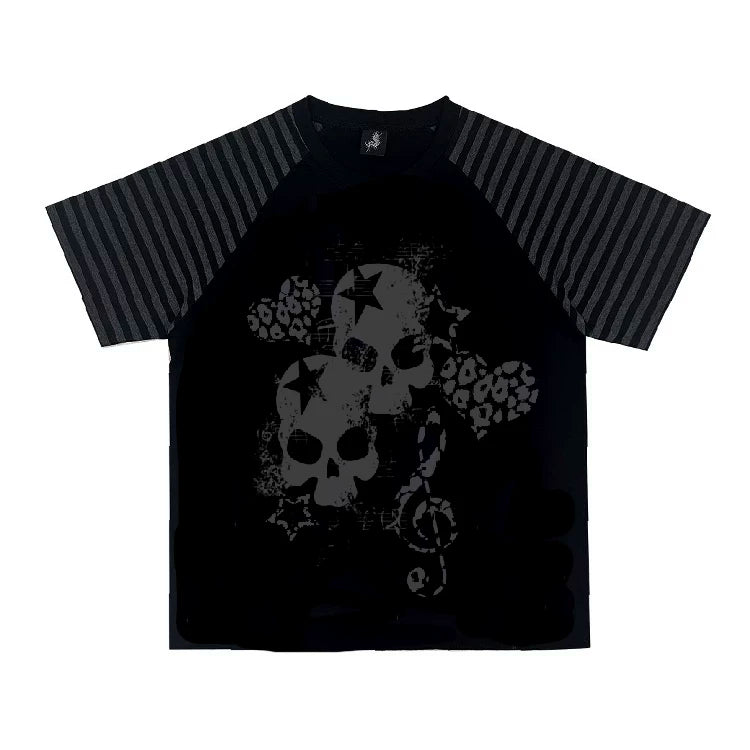Wetbody Shoulder Sleeve Tattoo Print Casual Tee