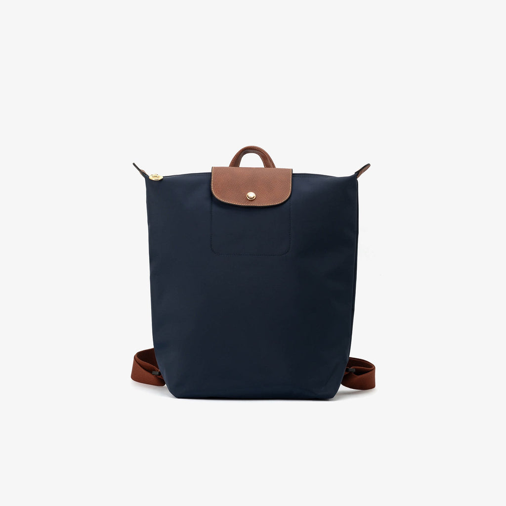 NO LOGO Top-Grain Leather Nylon Backpack - Zip-Top