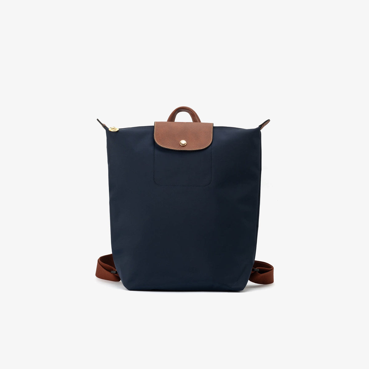 NO LOGO Top-Grain Leather Nylon Backpack - Zip-Top