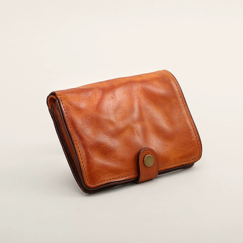 HALF WORK tanned leather short men's leather vertical cowhide wallet