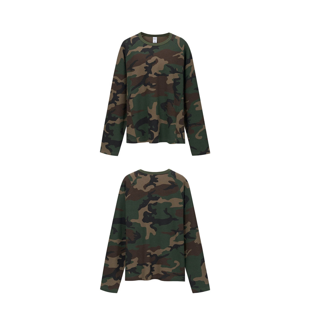 Inflation Camo 200g Raglan Loose Long-Sleeve Tee