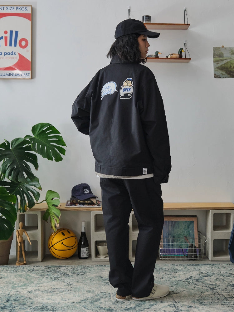 Battles Loose Straight Embroidered Pocket Casual Trousers