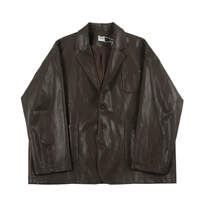 NOEARS Vintage Suit Premium Sense Pu Leather Jacket