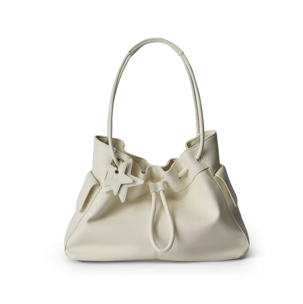 ECODAY Pebble Grain Faux Leather Drawstring Boston Bag