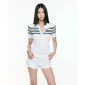 WITHMIN Knitted Slim and Thin Front Shoulder Tee