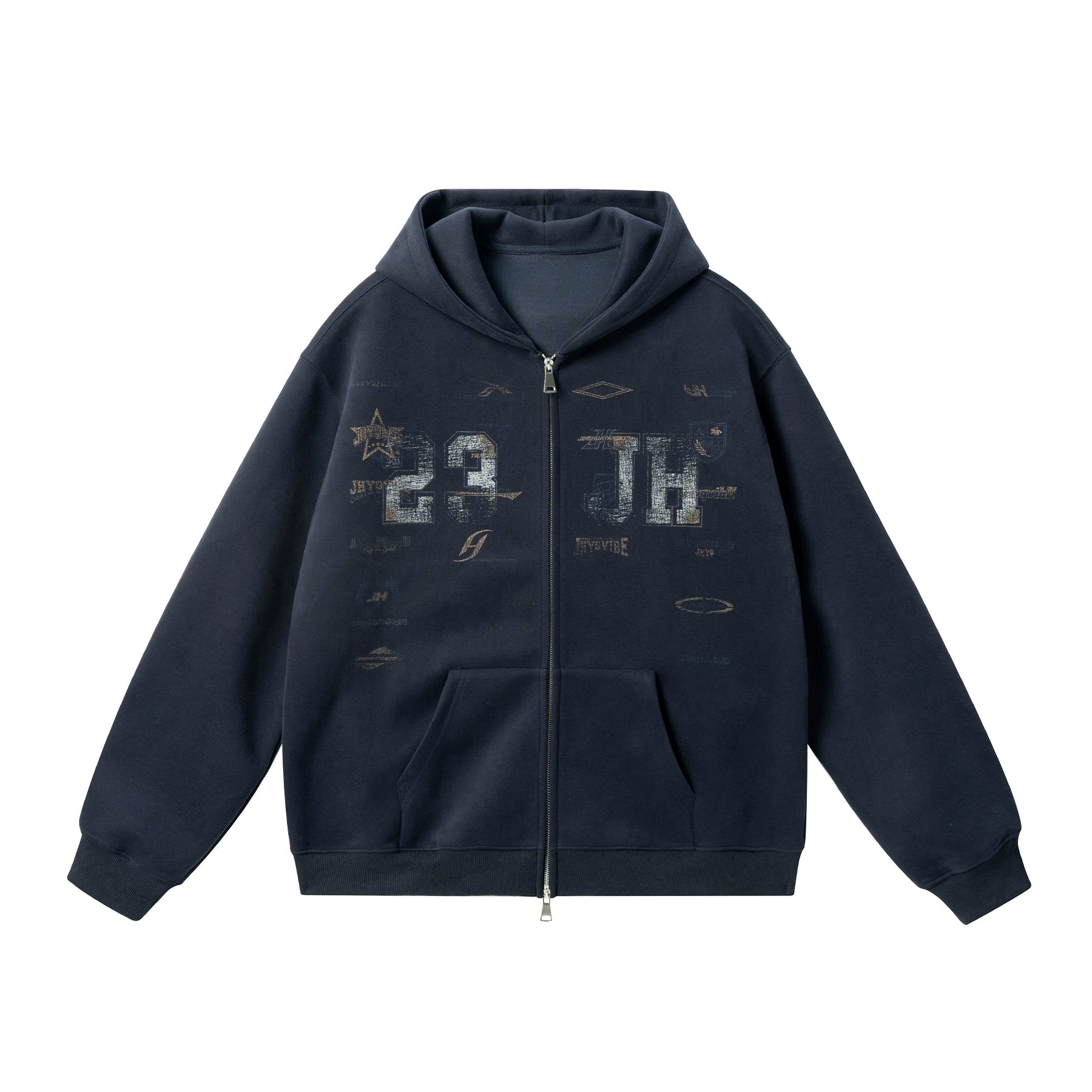 JHYQ Retro Letter Print Hooded Cardigan