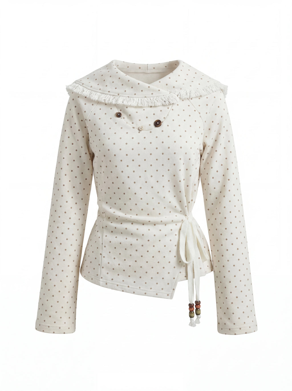 RRFIGHT Fog Coffee Poetry Polka Dot Lace-Up Sweatshirt