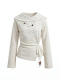 RRFIGHT Fog Coffee Poetry Polka Dot Lace-Up Sweatshirt