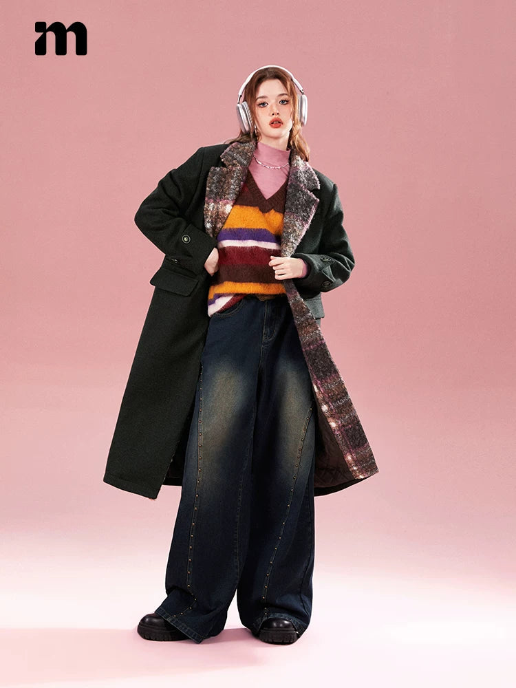 Imone Retro Loop Hairy Long Woolen Jacket
