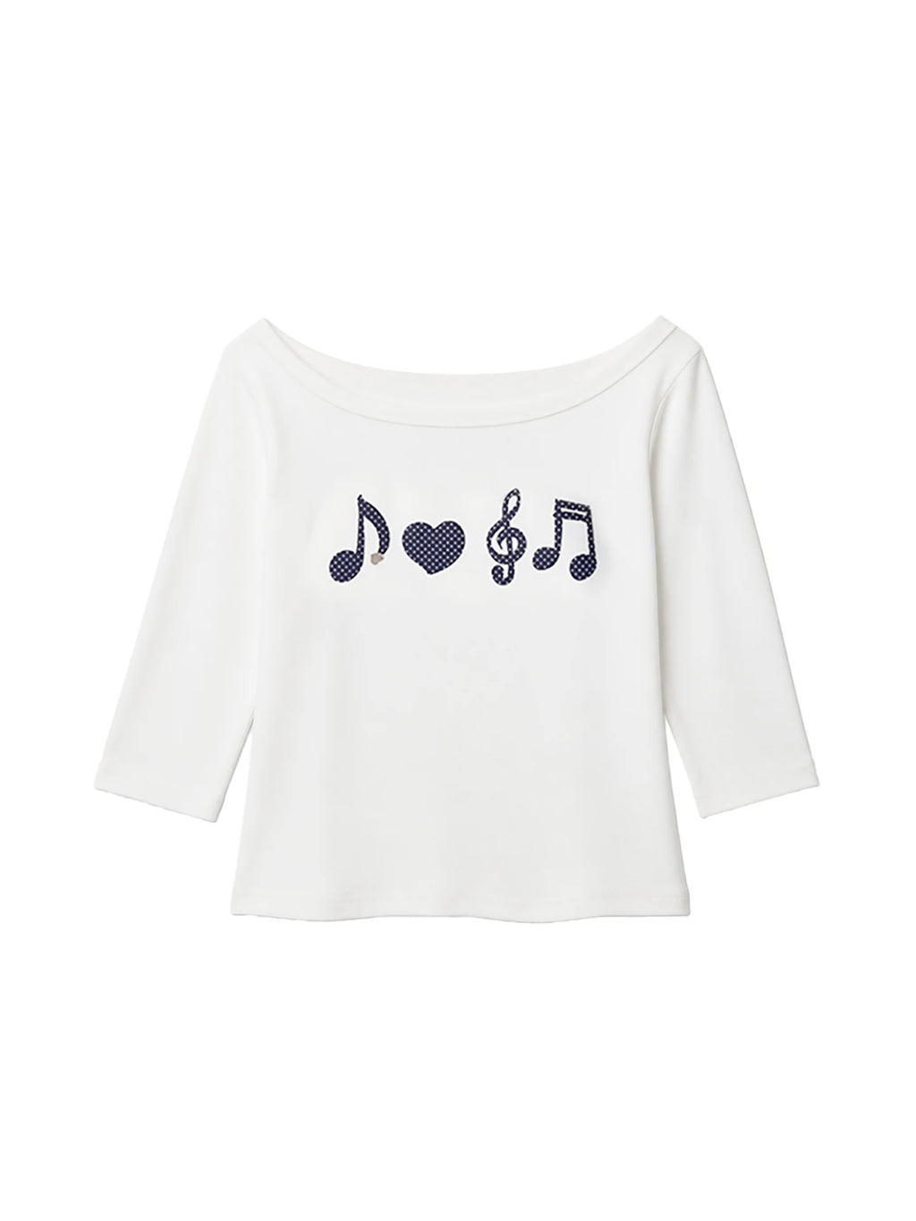Two days off lab Music Note Off-Shoulder Slim Fit Tee