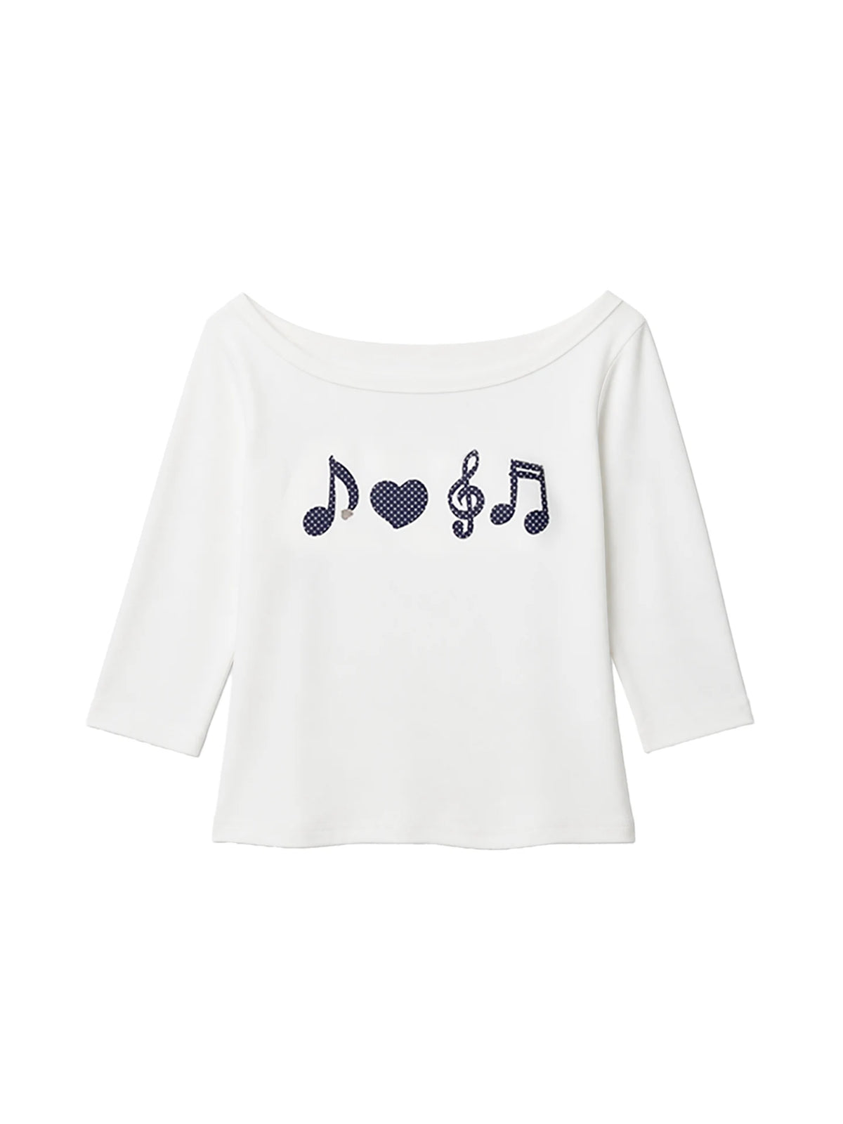 Two days off lab Music Note Off-Shoulder Slim Fit Tee