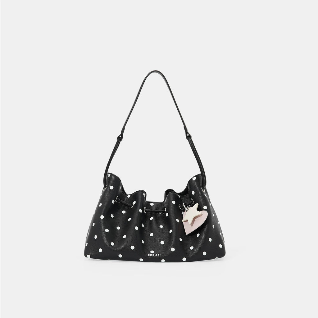 ANGELSKY Black Leather Magnetic Snap Underarm Bag