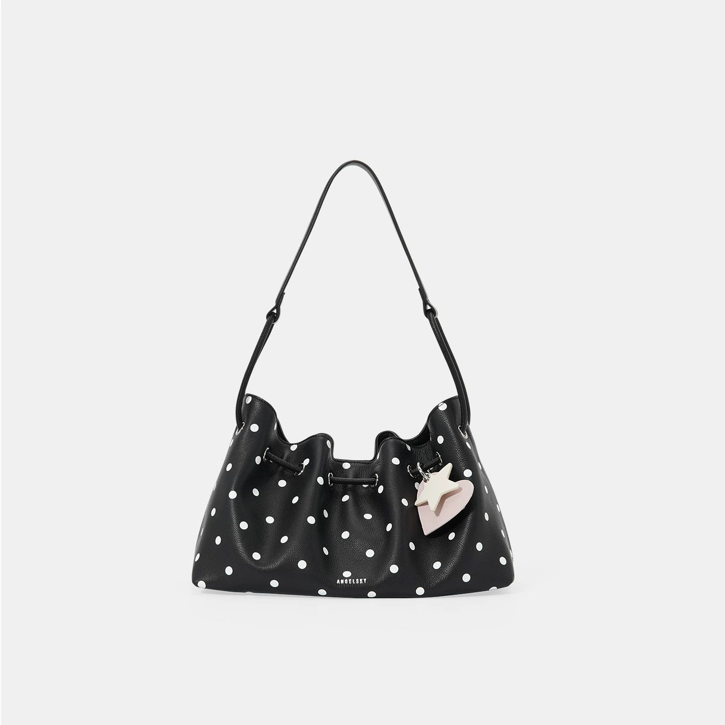 ANGELSKY Black Leather Magnetic Snap Underarm Bag