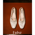 L'aise Leather Almond-Toe Ankle Strap Mary Jane Flat