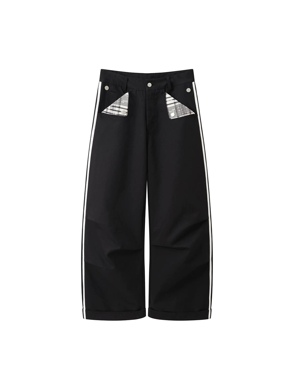 ANTSSTNA Straight-Leg Pleated Checkered Pants