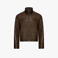 SOUTHFISH Vintage Natural Textured PU Leather Lapel Jacket