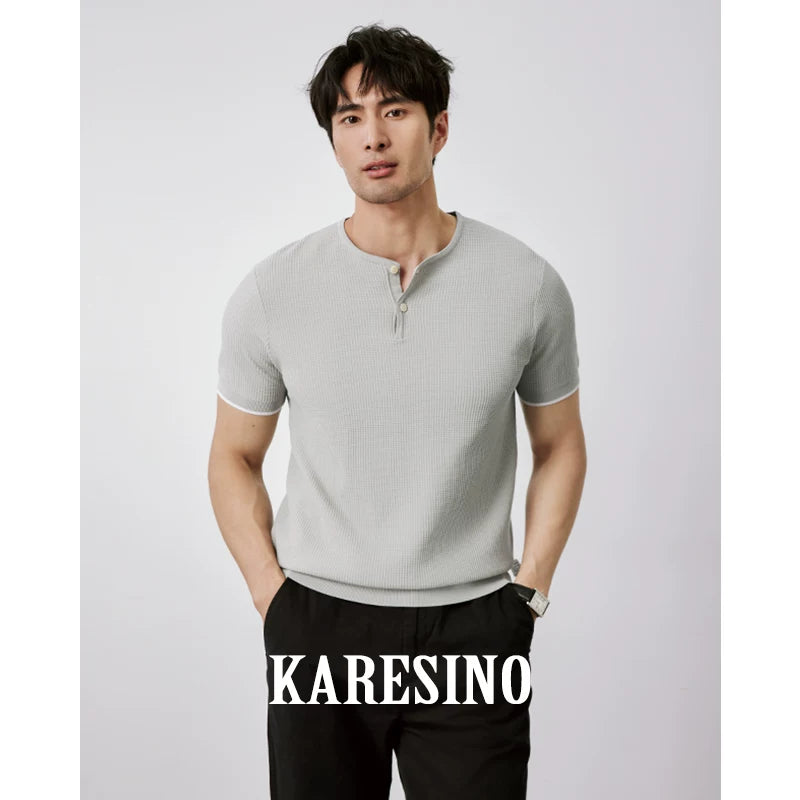 KARESINO Waffle Knit Quick-Dry Slim Fit Polo Shirt