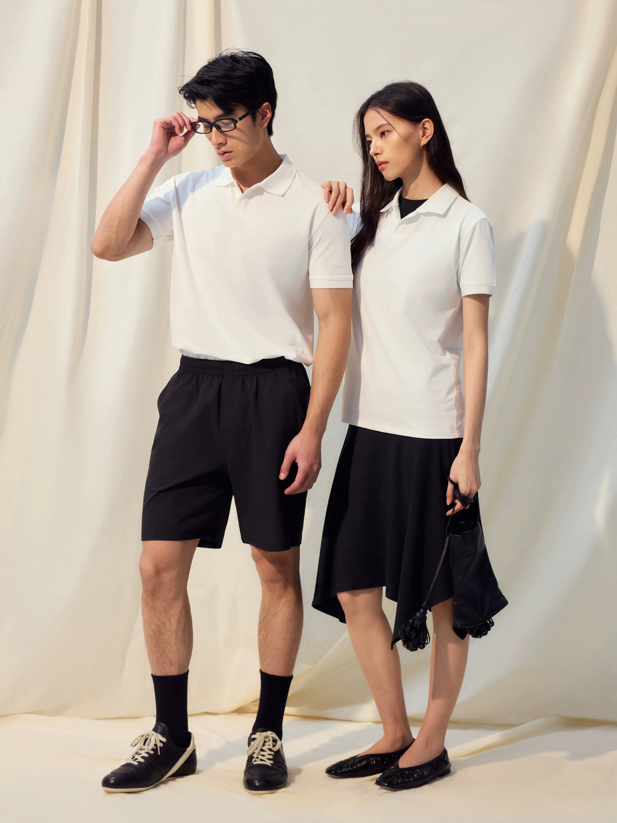 NO LOGO Silk-Cotton Seagull Collar 240g Quick-Dry Relaxed Polo