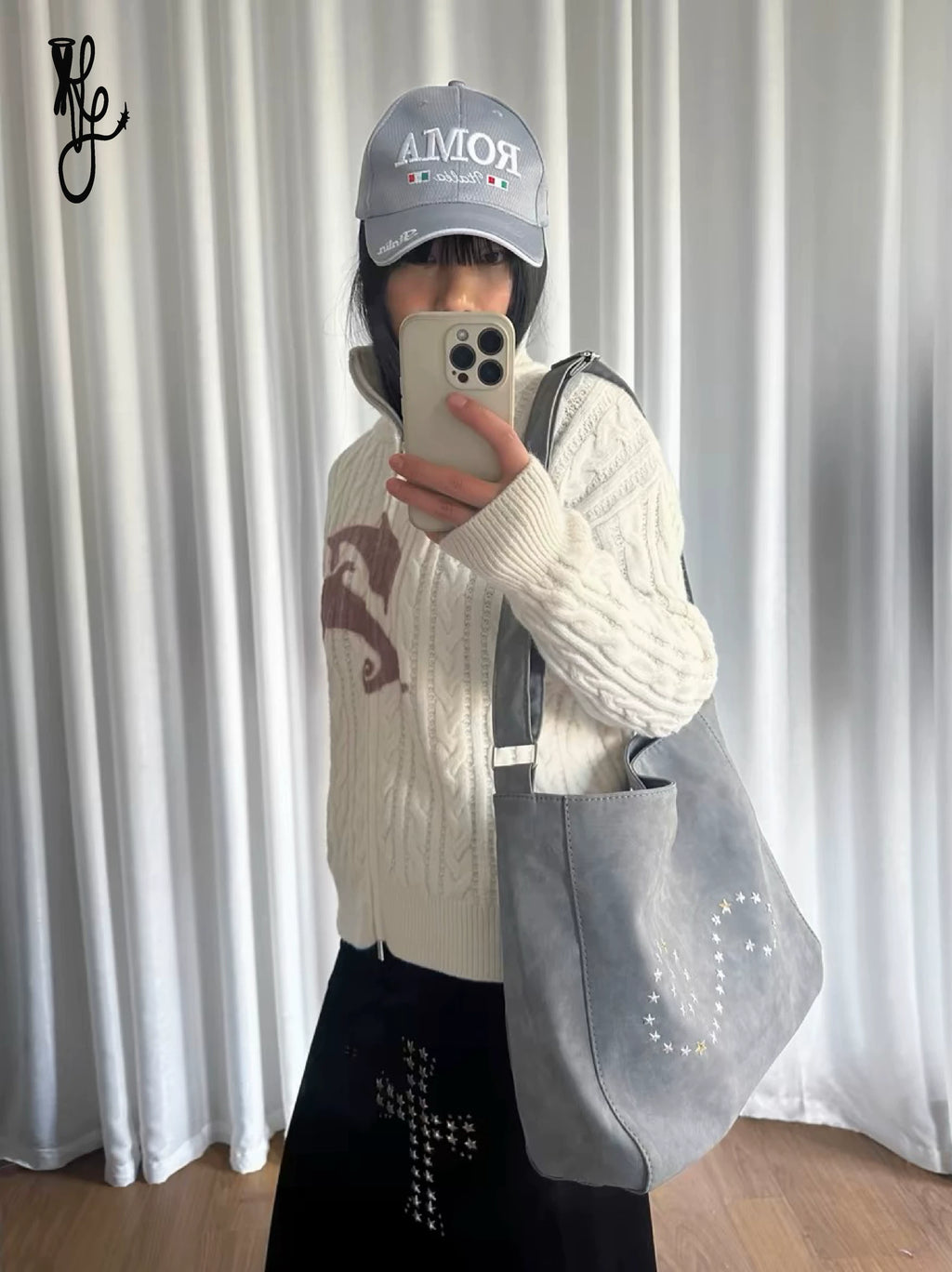 TheNewYouthPark Pentagram Imported Hot Diamond Suede Adjustable Crossbody Bag