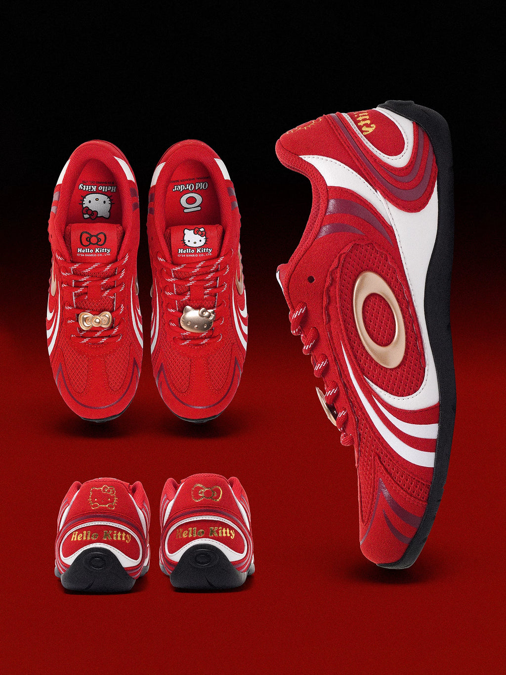 OLD ORDER Hello Kitty Red Suede Lace-Up Sneaker