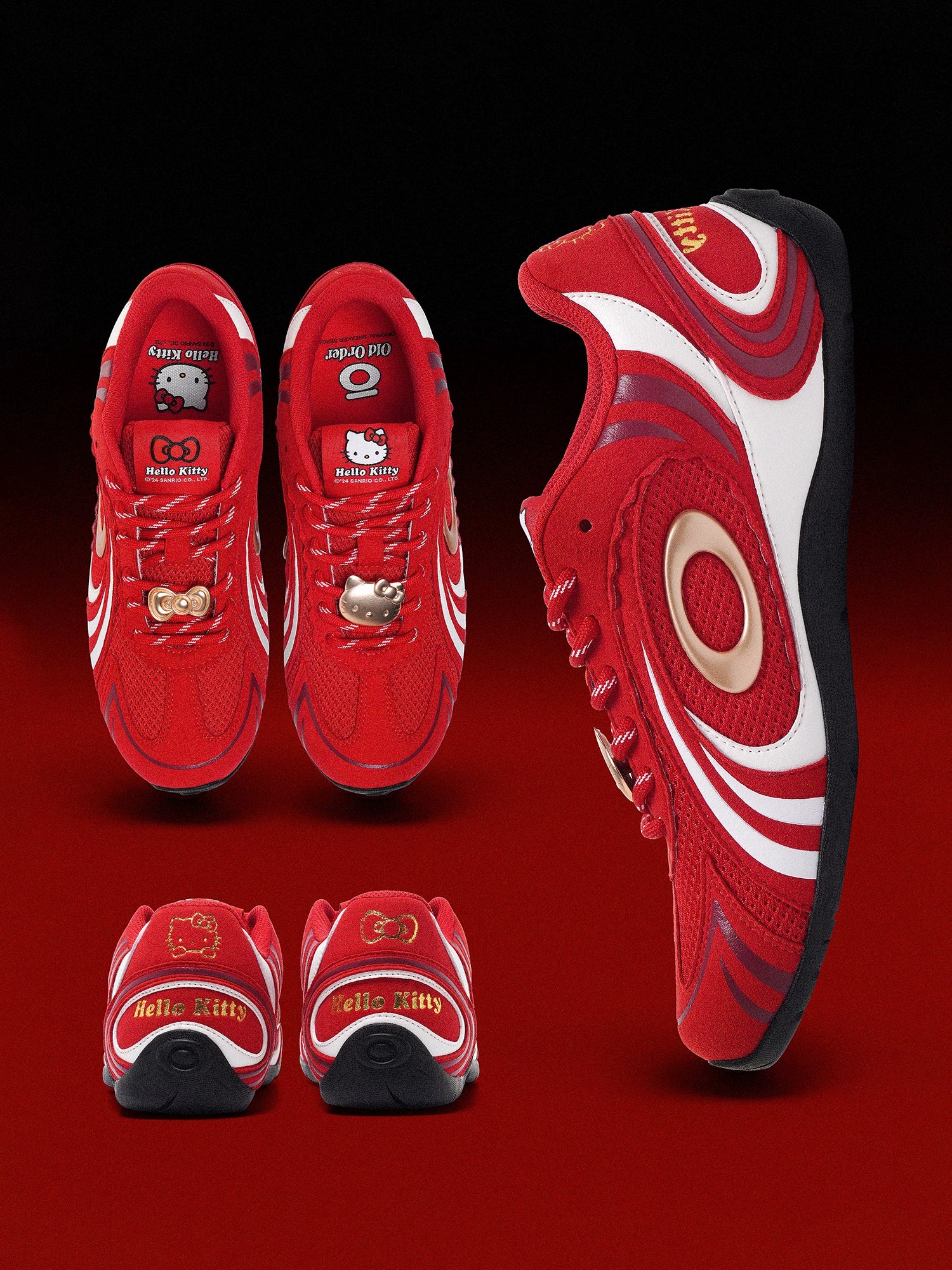 OLD ORDER Hello Kitty Red Suede Lace-Up Sneaker