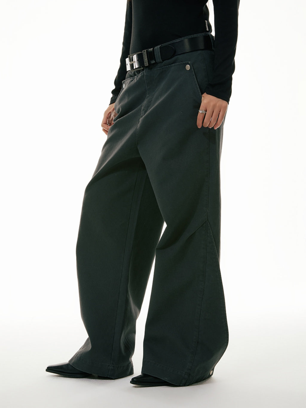 FUNKYFUN Bead Sail Wide-leg Straight Tooling Slacks